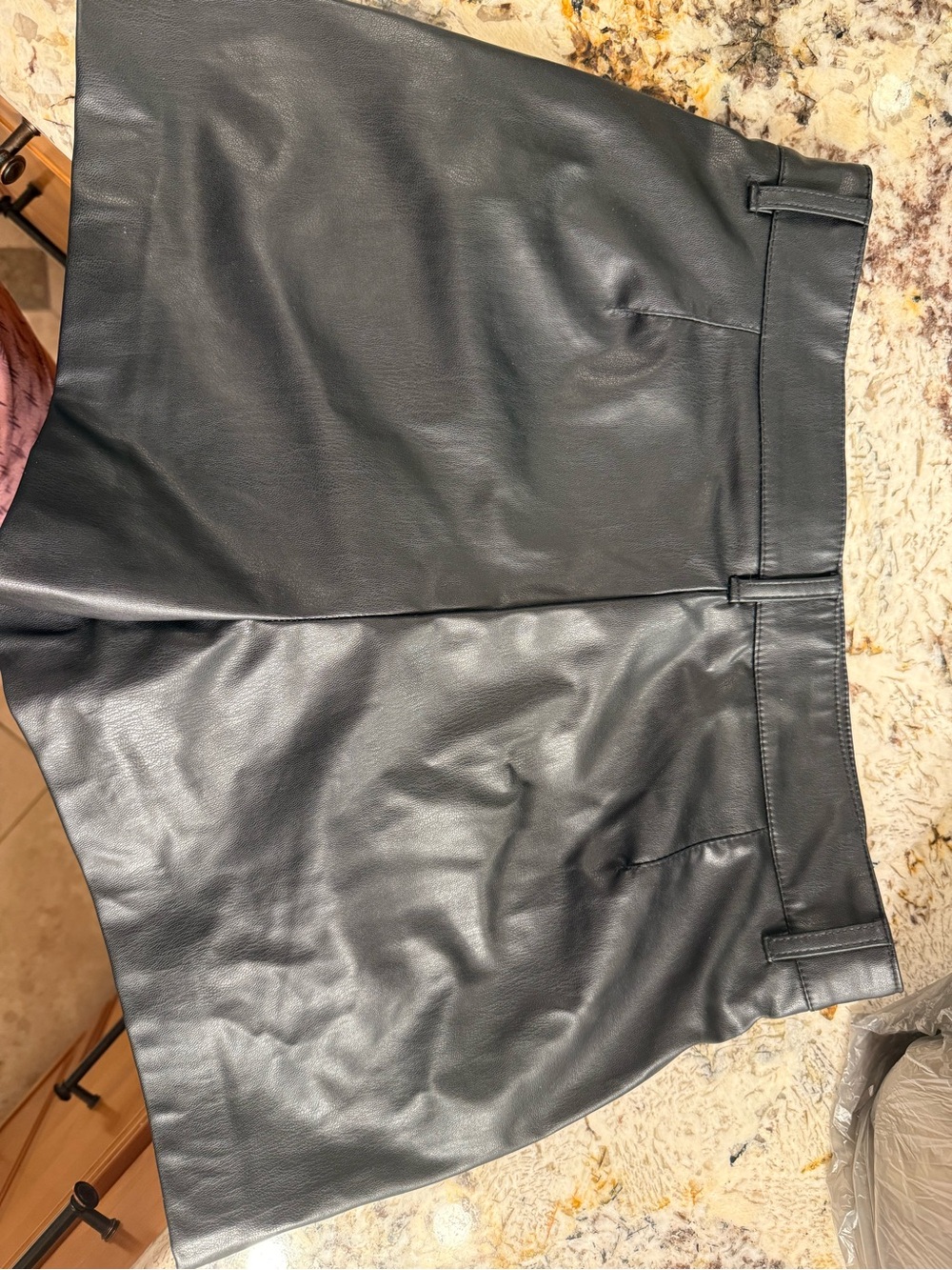 Zara Black Faux Leather Mini Skirt with Belt Loops